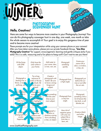 January Photography Scavenger Hunt Worksheet