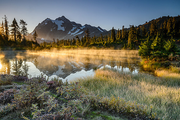 Mt. Shuksan/Kulshan and Fog on Picture Lake